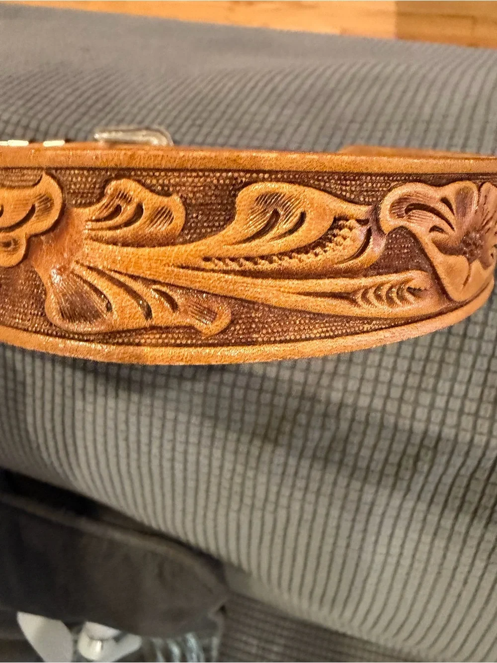 Chambers Brown/Tan Hand Tooled Leather Western Belt Silver Buckle Size 36 NWOTS!